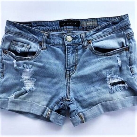 AEROPOSTALE DISTRESSED JEAN SHORTS - Picture 1 of 7